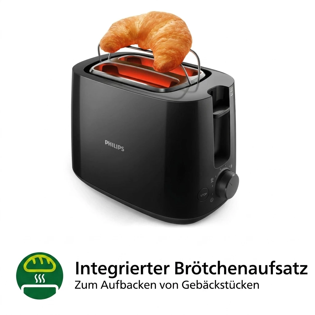 Philips Toaster HD2581/90 Daily Collection, 2 kurze Schlitze, für 2 Scheiben, 830 W