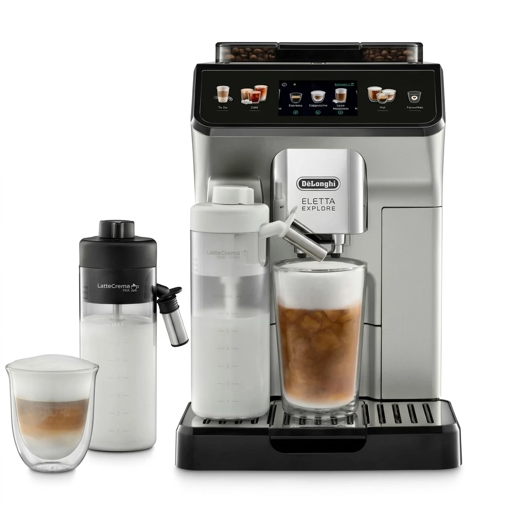 De'Longhi Kaffeevollautomat Eletta Explore ECAM450.55.S - 40 Rezepte, heißer & kalter Milchschaum