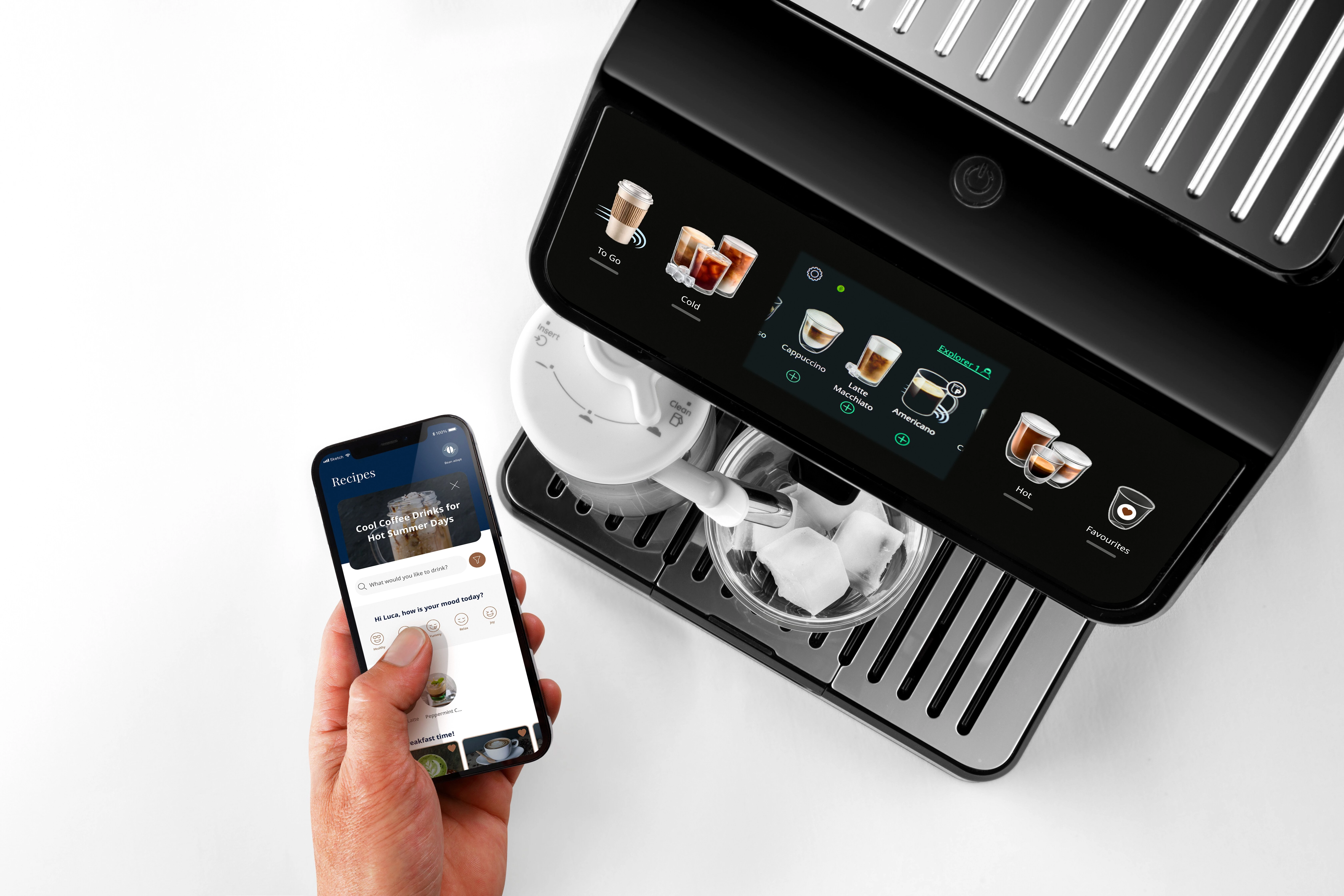 De'Longhi Kaffeevollautomat Eletta Explore ECAM450.55.S - 40 Rezepte, heißer & kalter Milchschaum
