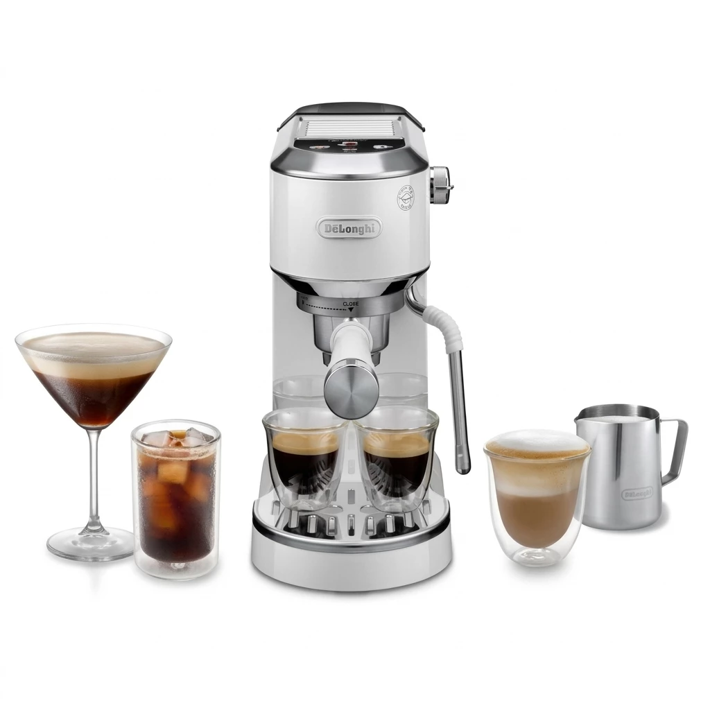 De'Longhi Espressomaschine Dedica Duo EC890.WI - Espresso & Cold Brew, 15 Bar, Touch-Buttons