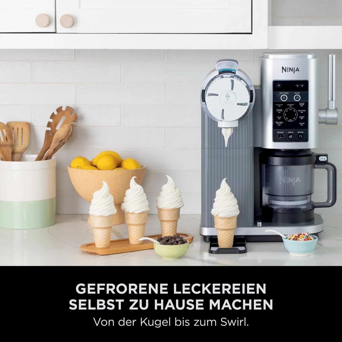 NINJA Eismaschine Ninja CREAMi Scoop & Swirl 13-in-1 Softeis- und Eismaschine NC701EU, 0,48 l