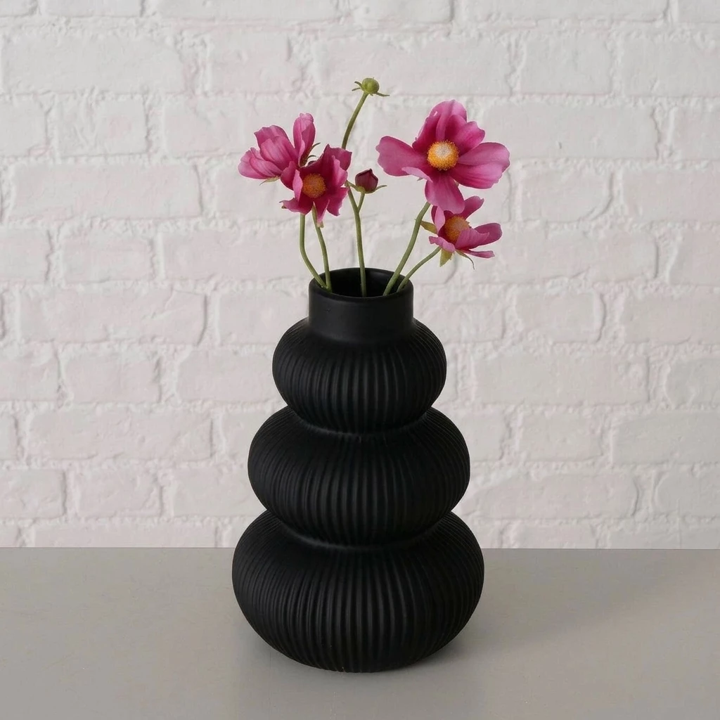 BOLTZE GRUPPE GmbH Dekovase Schwarze Vase aus Keramik MAURICE, 21 cm (einzeln)