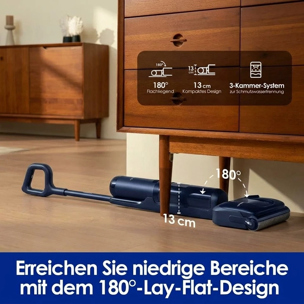 Tineco Nass-Trocken-Sauger Floor One S7 Stretch, 85° Grad Heißluft-Trocknung, 180° Grad Neigung