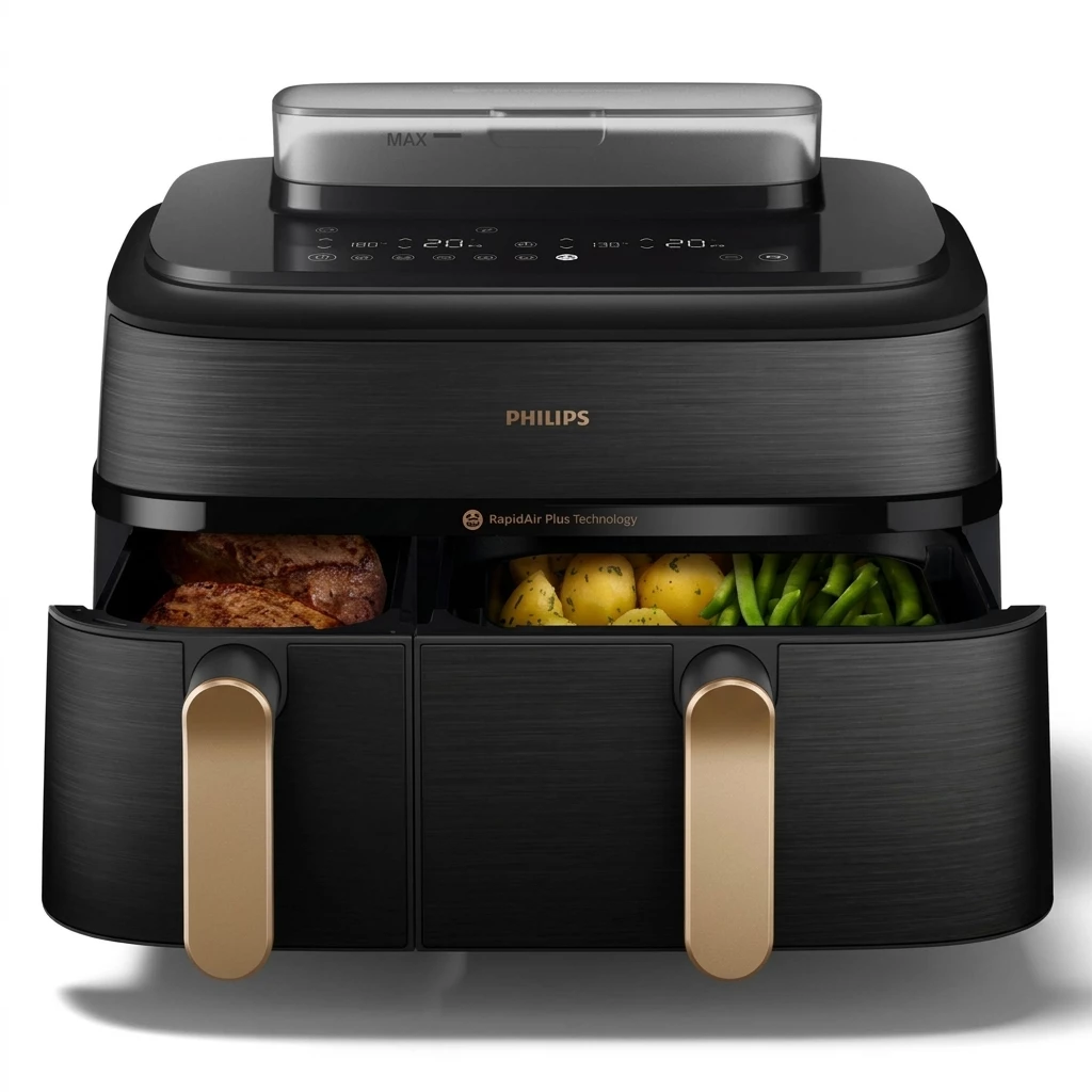 Philips NA552/00 Steam Airfryer 5000 Dual Basket 9 l Edelstahl/Kupfer