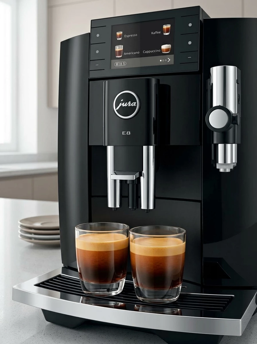 JURA Kaffeevollautomat 15745 E8 , Piano Black, 27 Spezialitäten, WiFi, Hot & Light Brew, Sweet