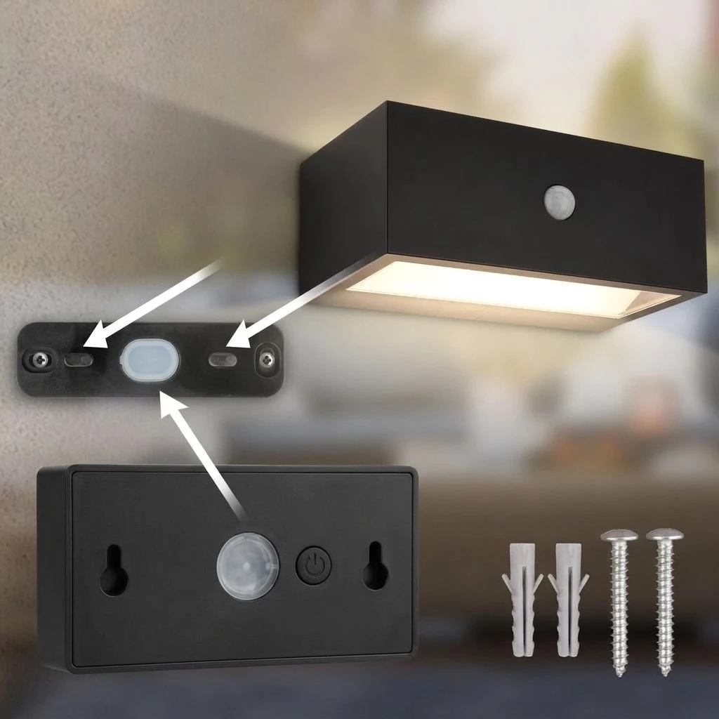 Briloner Leuchten Wandleuchte LED Wandlampe kabellos Akku USB-C Bewegungsmelder, LED wechselbar