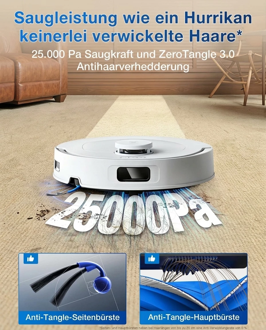 ECOVACS DEEBOT T30e OMNI Saug- und Wischroboter, Weiß, inkl. 1 l Reinigungsflüssigkeit