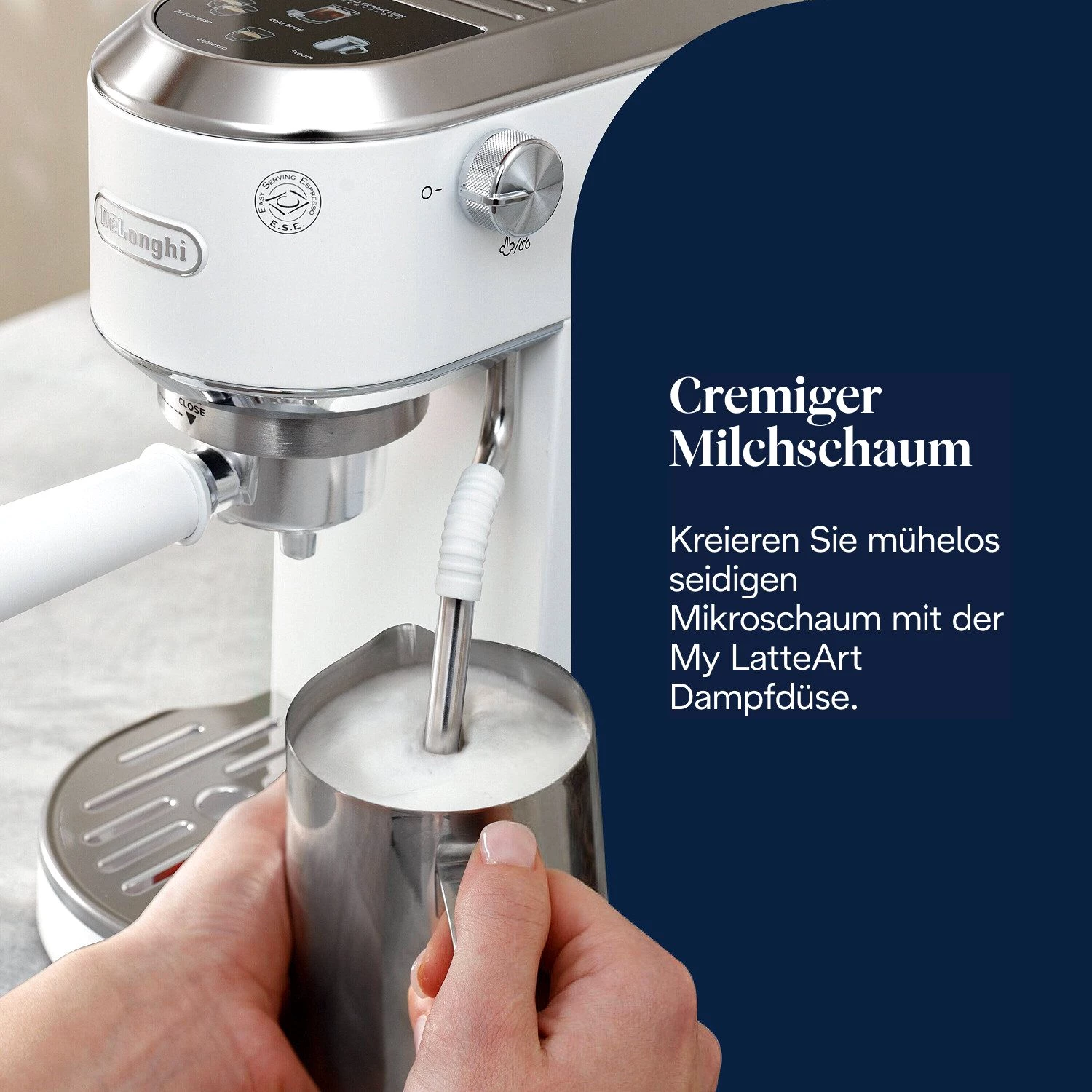 De'Longhi Espressomaschine Dedica Duo EC890.WI - Espresso & Cold Brew, 15 Bar, Touch-Buttons
