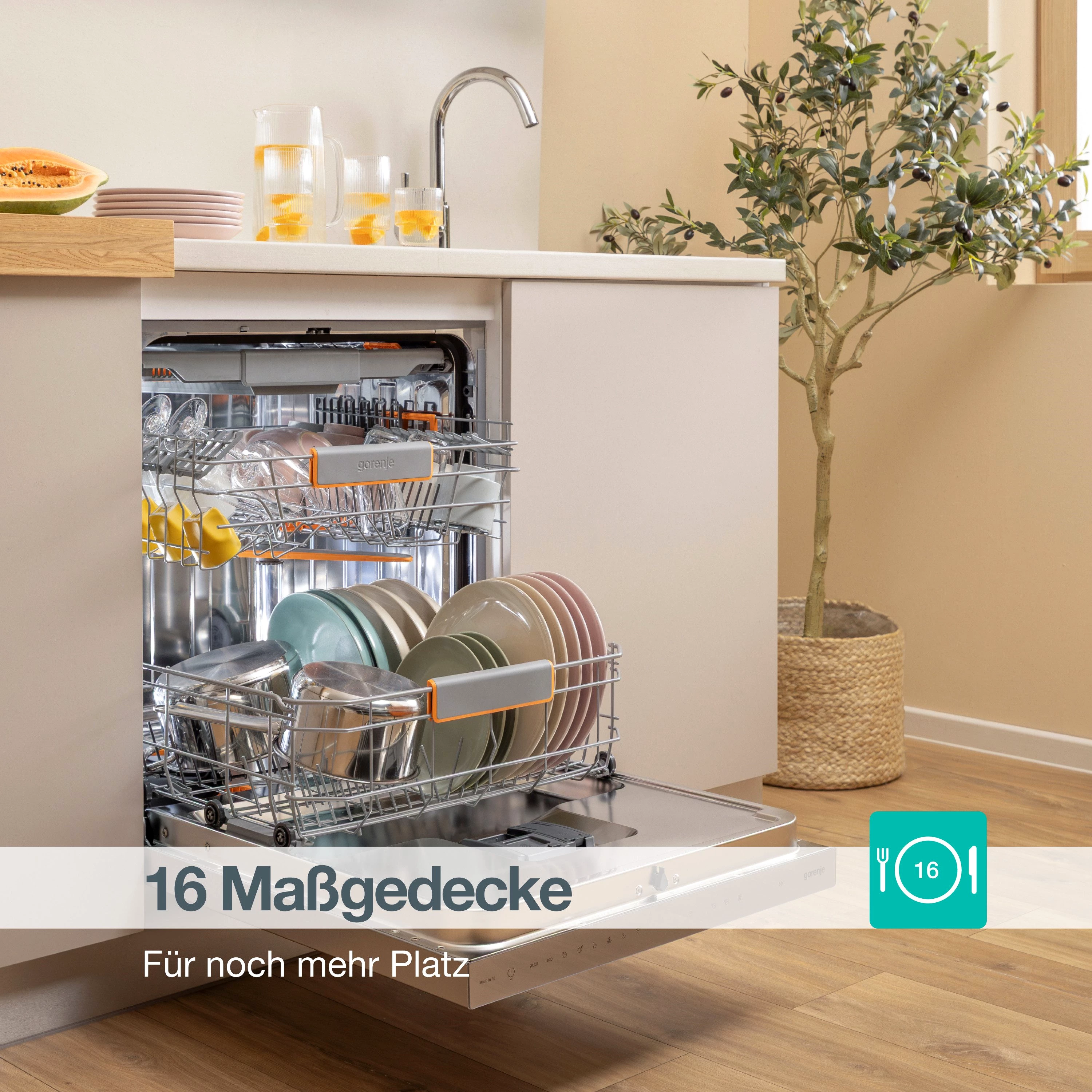 GORENJE Unterbaugeschirrspüler GU673A65X, 9,5 l, 16 Maßgedecke, TotalDry - auto. Türöffnung