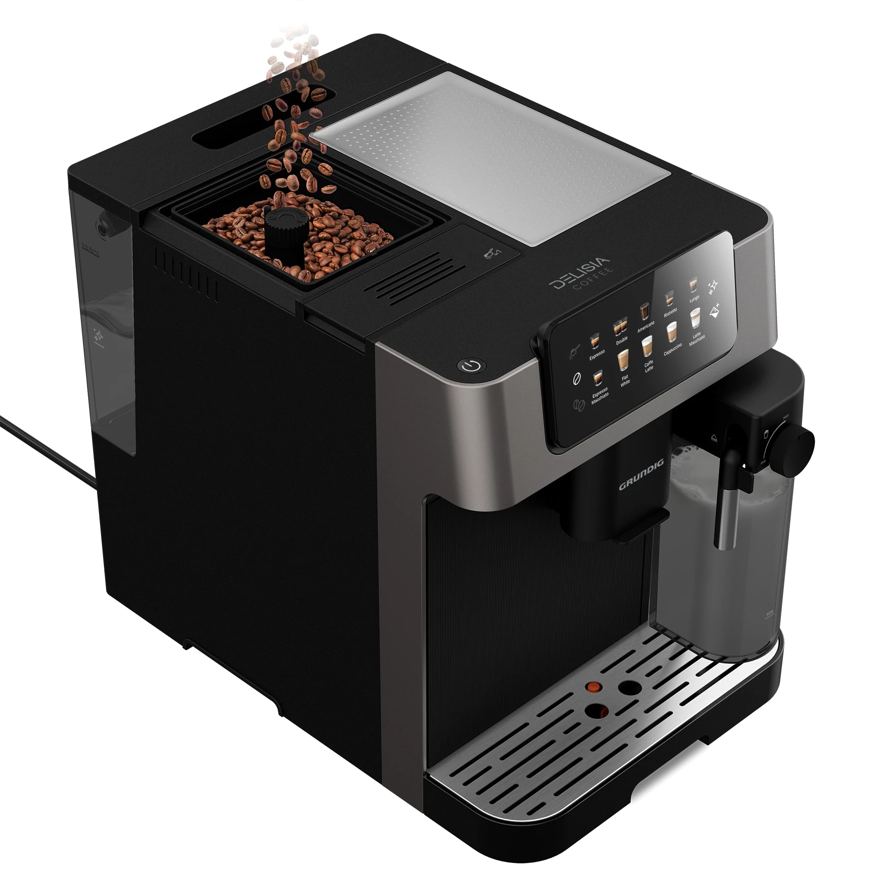 Grundig Kaffeevollautomat KVA 7230, Kaffeevollautomat mit 19 Bar, GrindPro™ & CreamyPro™ System