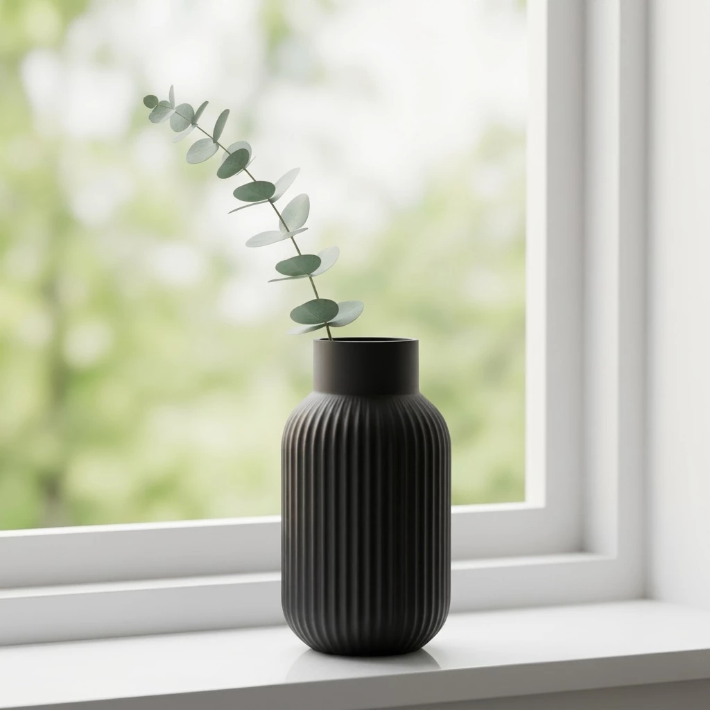 BOLTZE Tischvase Nordika Glas schwarz 22 cm rund, Blumenvase, skandinavisch