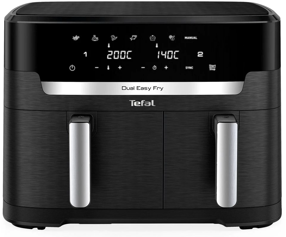 Tefal Heißluftfritteuse Dual Easy Fry XXL, 2 Schubladen mit gesamt 11L Kapazität, 7 Programme
