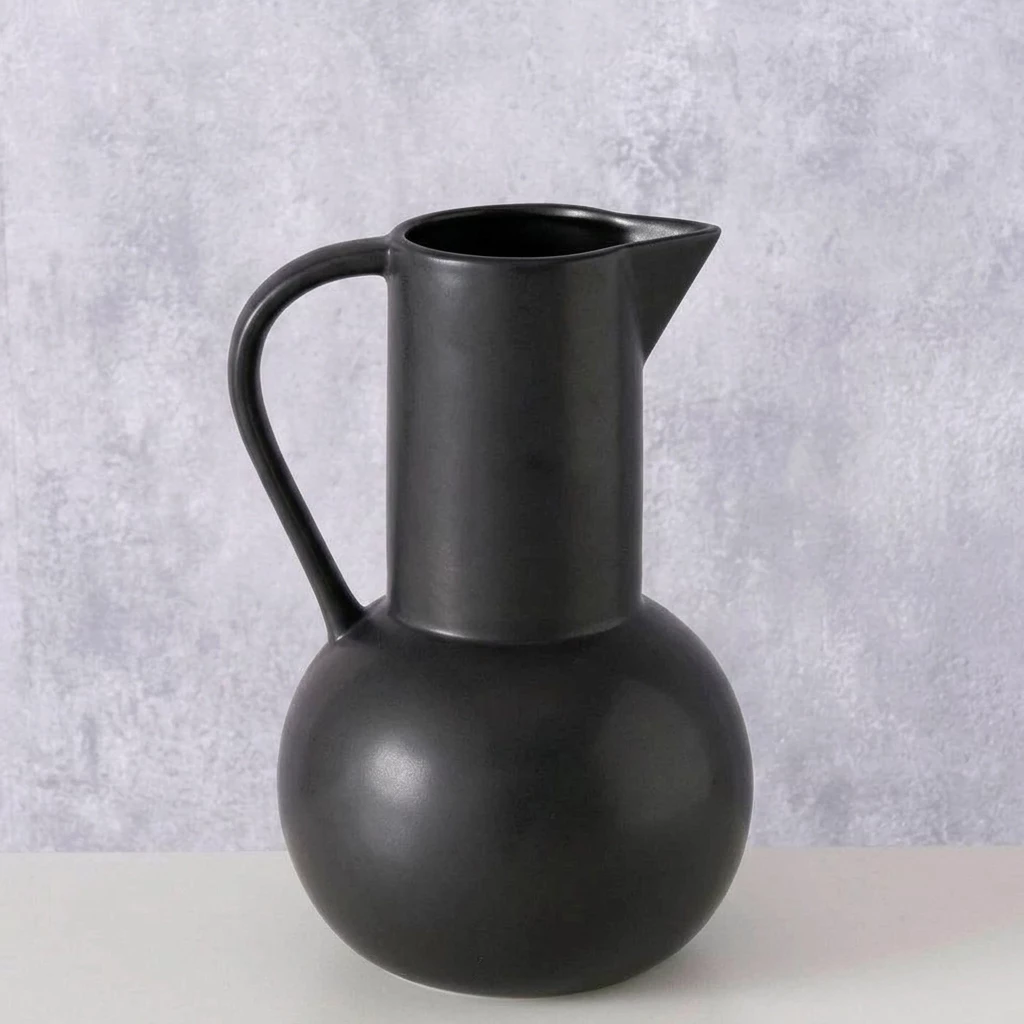 BOLTZE GRUPPE GmbH Dekovase Schwarze dekorative Vase ZUKY, mattes Steingut, H. 25 cm (einzeln)
