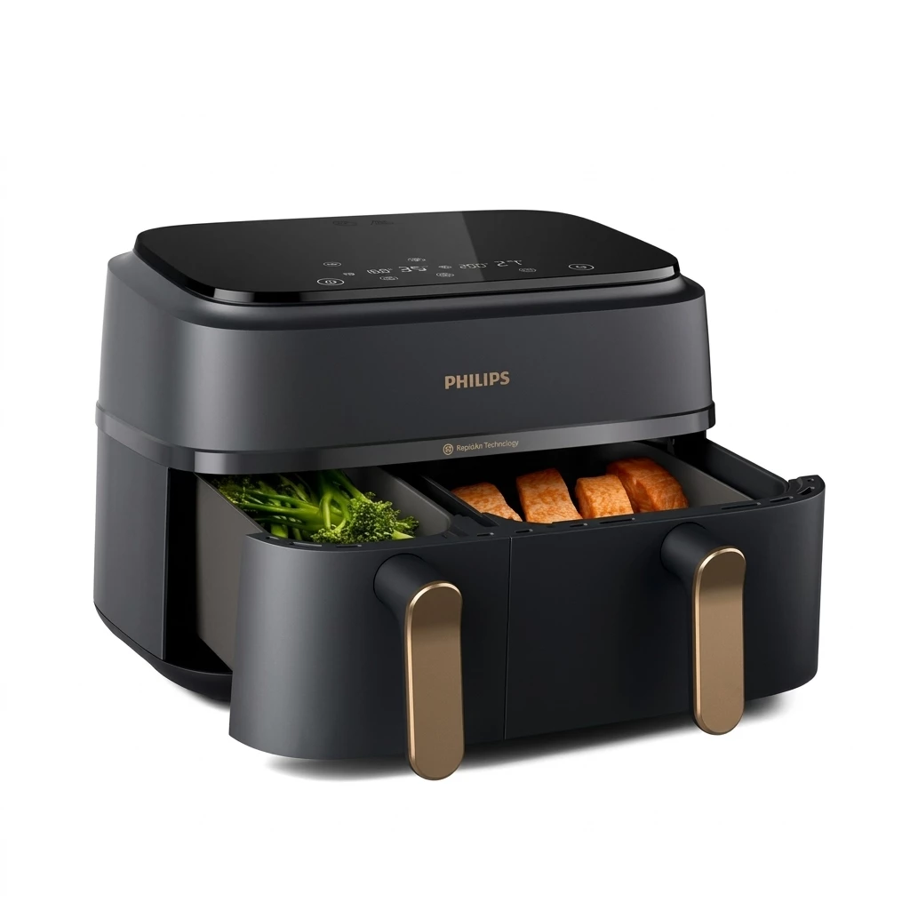 Philips Heißluftfritteuse 3000 Series NA352/00, Dual Basket Airfryer mit 9L Kapazität , 2750 W