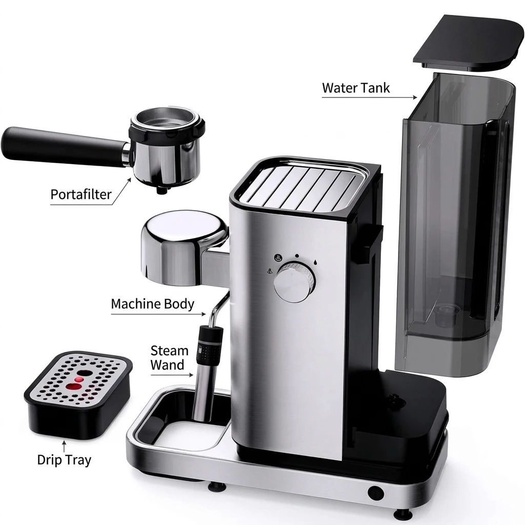 WMF Espressomaschine Lumero, kompakt, dezente LED-Beleuchtung, 15 bar, 1350 Watt, Milchschaumdüse