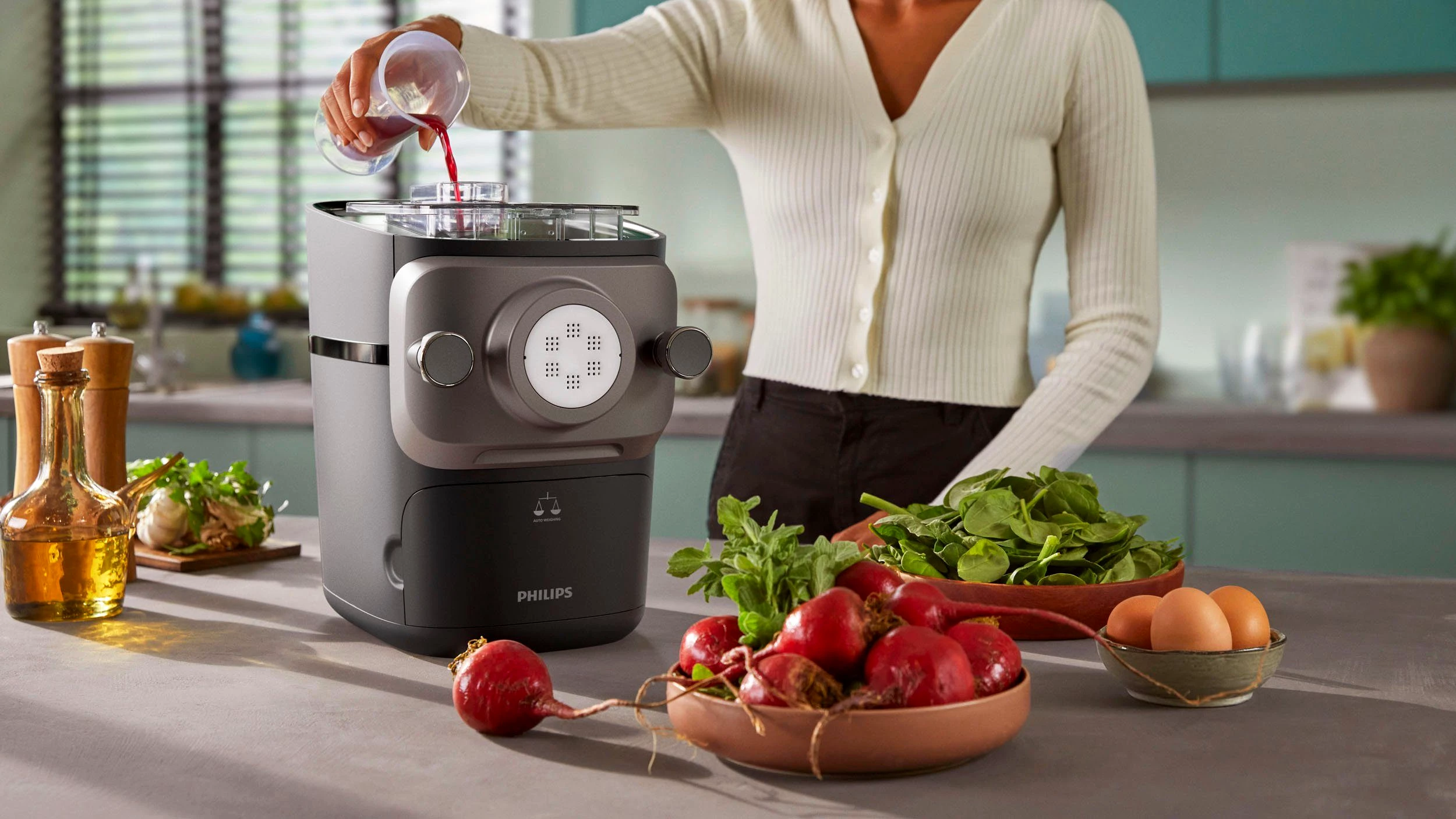 Philips Nudelmaschine Pastamaker HR2665/93 Avance Collection, 200 W