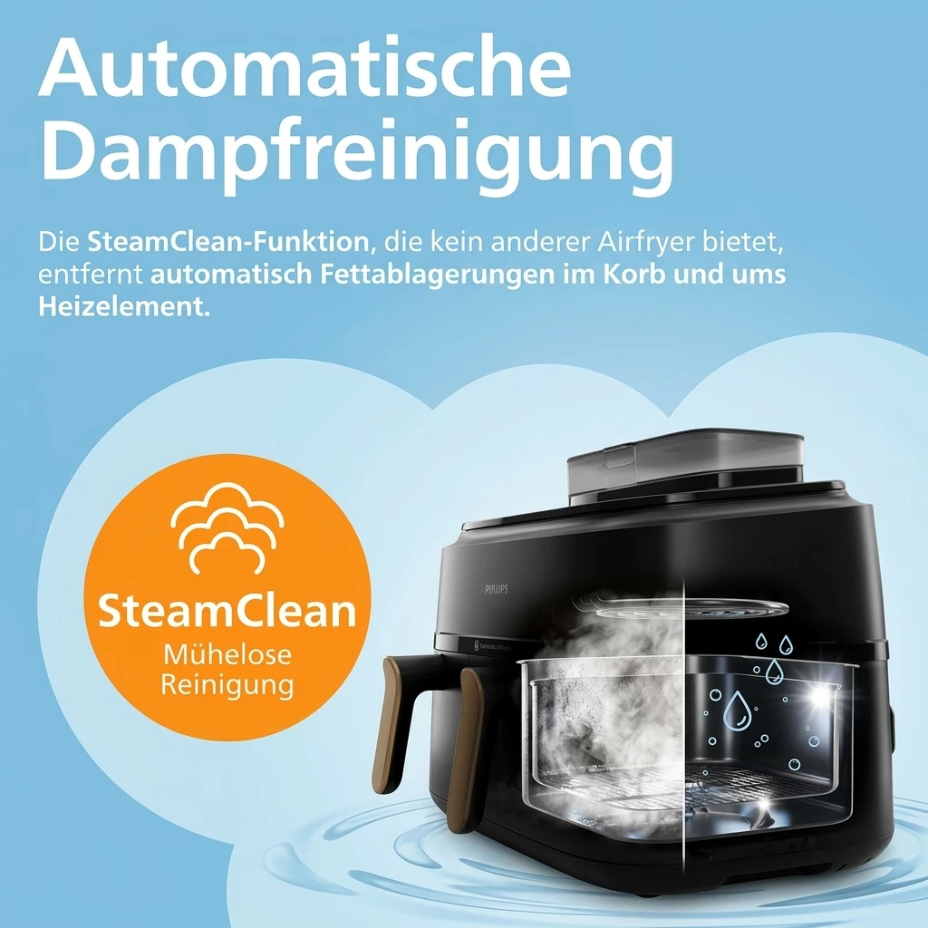 Philips NA552/00 Steam Airfryer 5000 Dual Basket 9 l Edelstahl/Kupfer