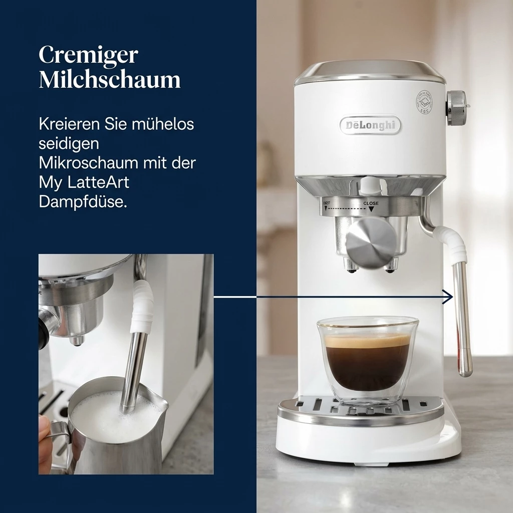 De'Longhi Espressomaschine Dedica Duo EC890.WI - Espresso & Cold Brew, 15 Bar, Touch-Buttons