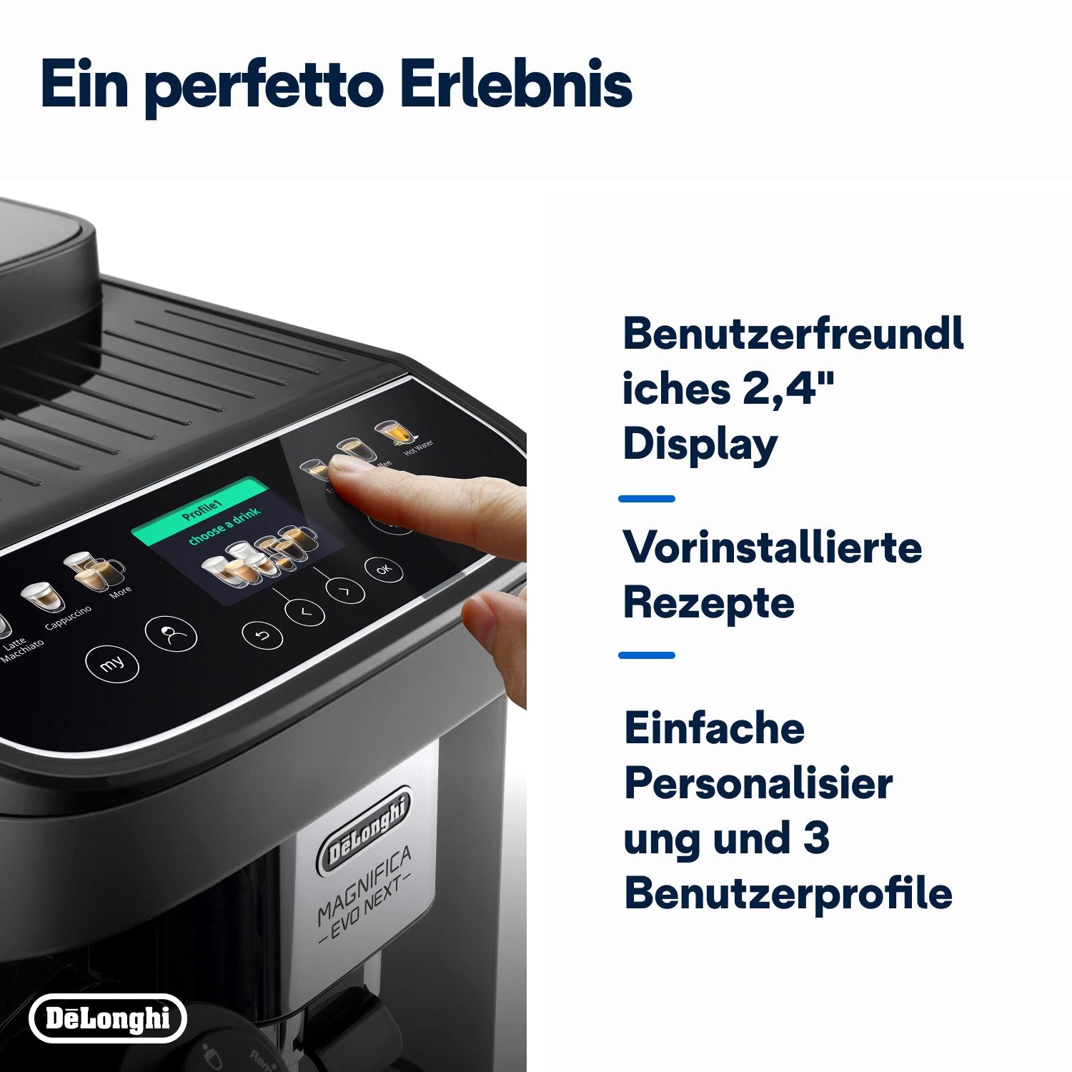 DE'LONGHI Magnifica Evo Next ECAM310.60.GB Kaffeevollautomat mit LatteCrema, Grau