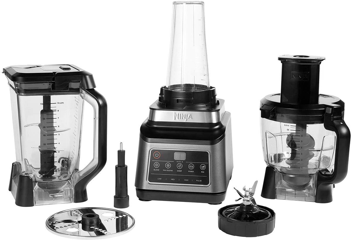 NINJA Kompakt-Küchenmaschine 3-in-1 mit Auto-iQ BN800EU, 1200 W, 2,1 l Schüssel, 1,8 l Schüssel