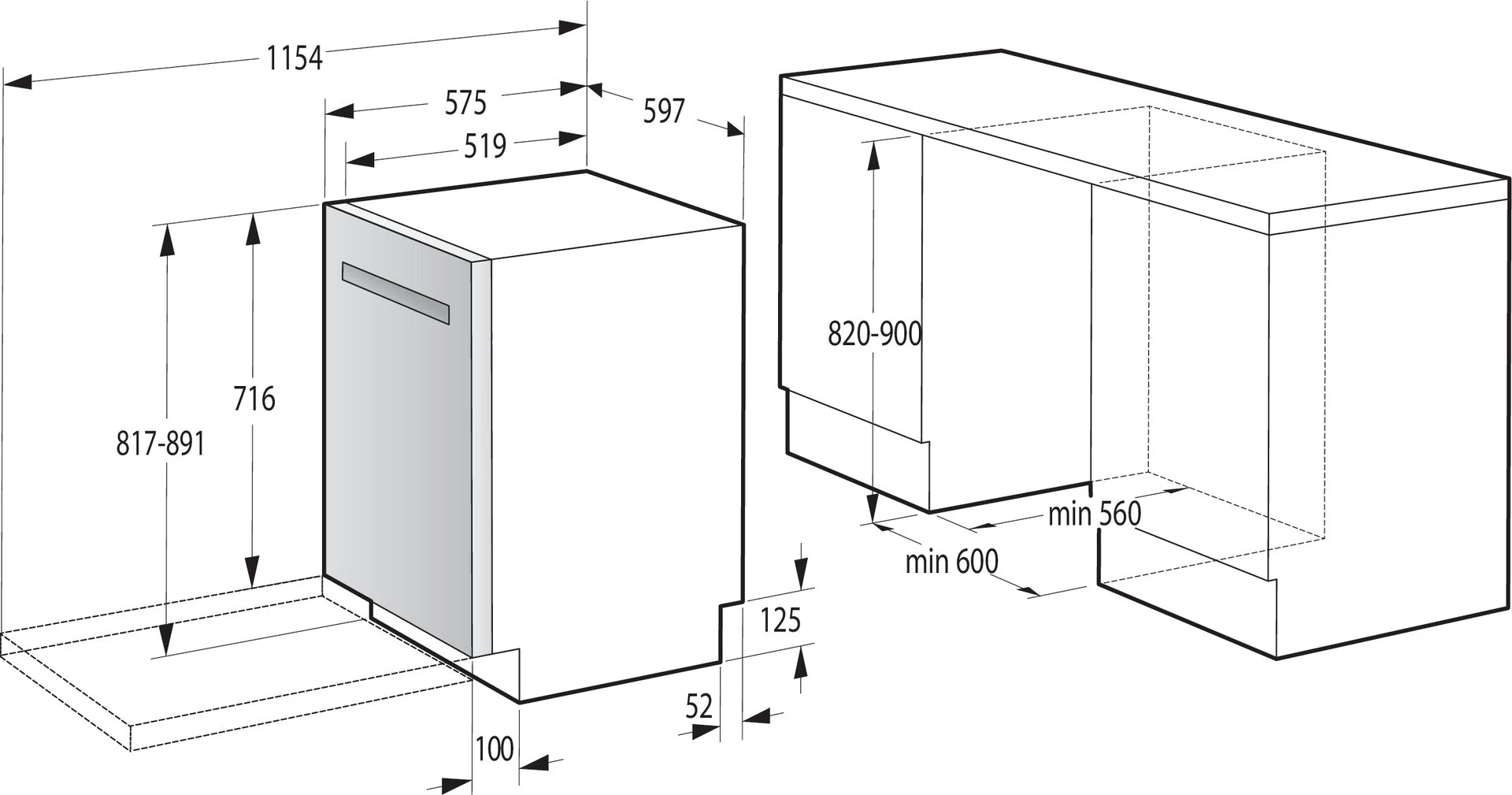 GORENJE Unterbaugeschirrspüler GU673A65X, 9,5 l, 16 Maßgedecke, TotalDry - auto. Türöffnung