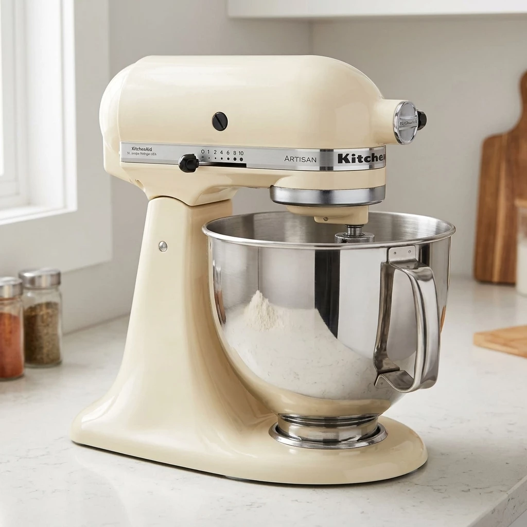 KITCHENAID Artisan 5KSM125EAC Küchenmaschine, Creme, 4,8 l