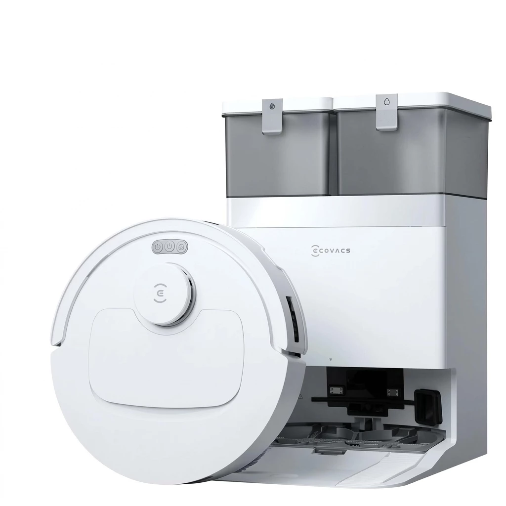 ECOVACS DEEBOT T30e OMNI Saug- und Wischroboter, Weiß, inkl. 1 l Reinigungsflüssigkeit