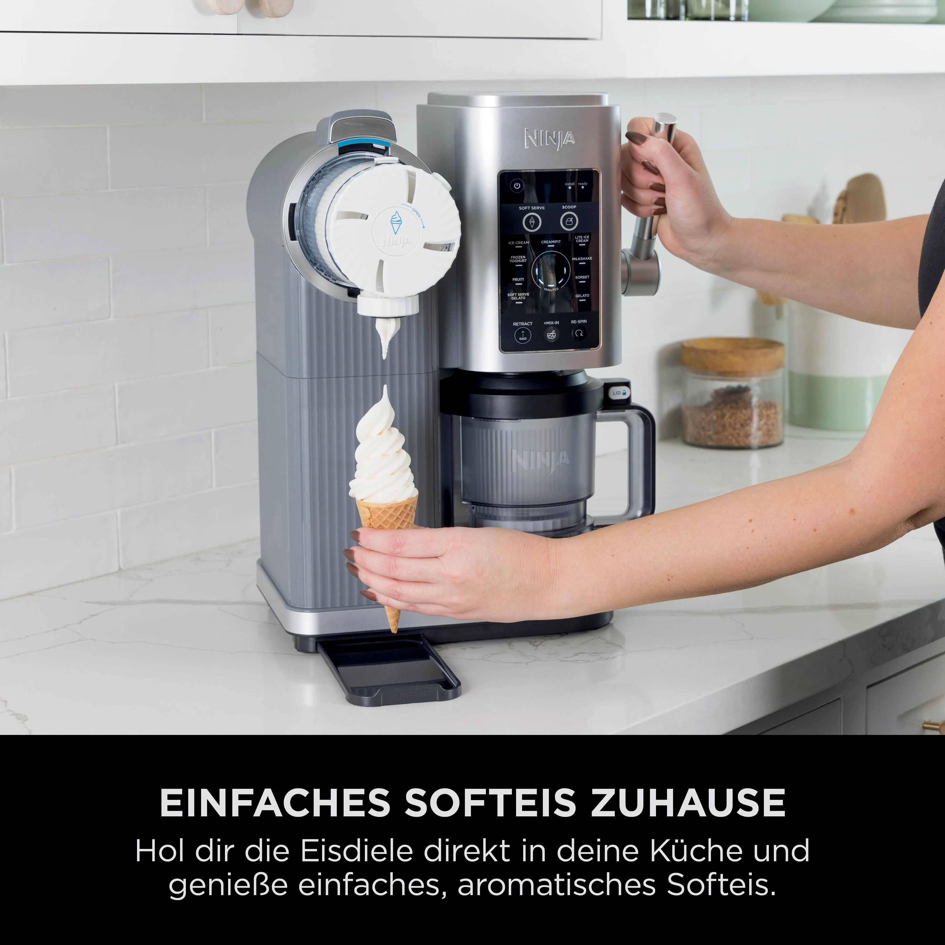 NINJA Eismaschine Ninja CREAMi Scoop & Swirl 13-in-1 Softeis- und Eismaschine NC701EU, 0,48 l