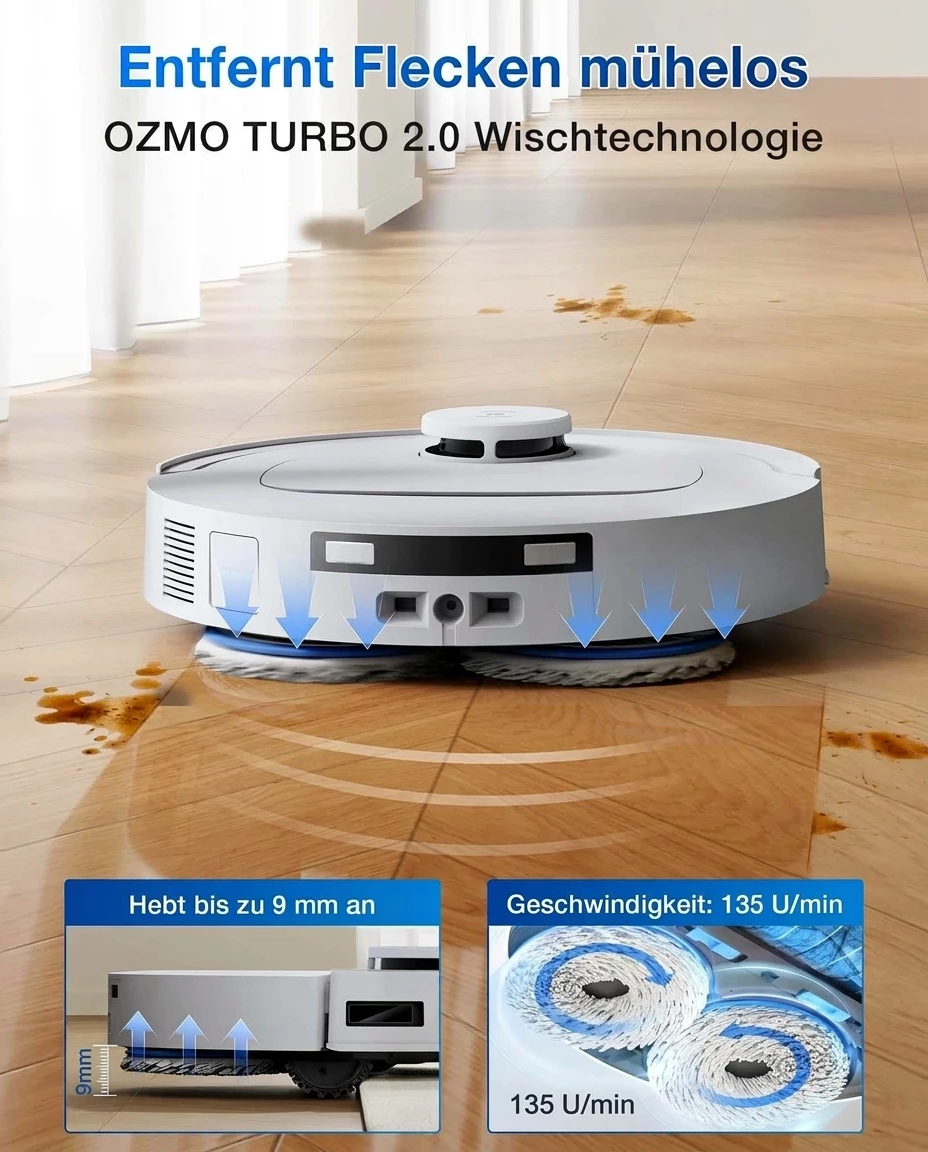 ECOVACS DEEBOT T30e OMNI Saug- und Wischroboter, Weiß, inkl. 1 l Reinigungsflüssigkeit