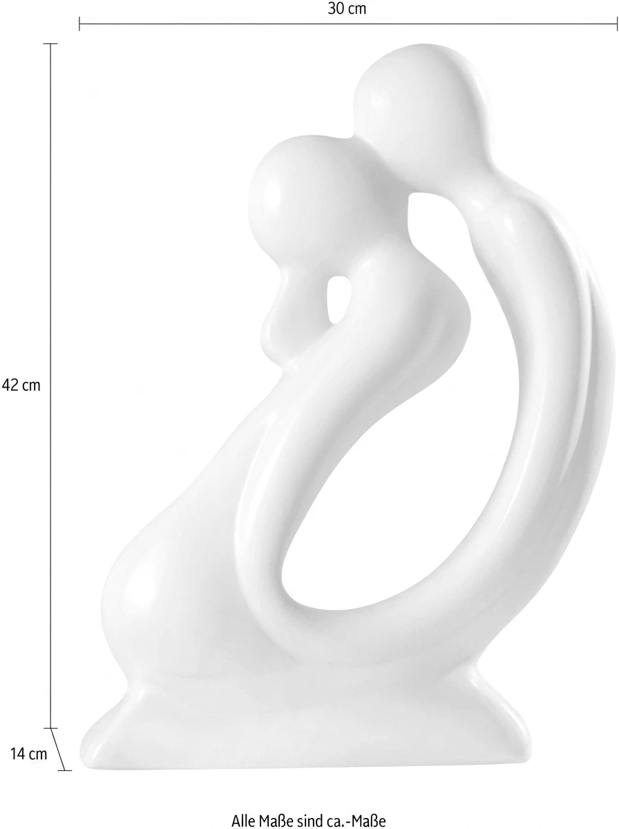 GILDE Dekofigur Skulptur Kuss, weiß , Dekoobjekt, Höhe 42 cm, handgefertigt, aus Keramik