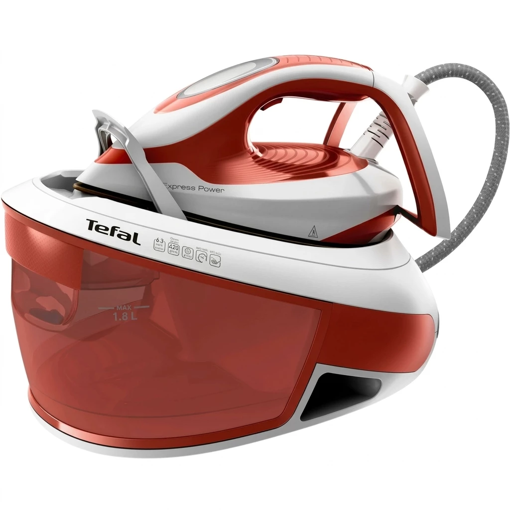 Tefal Dampfbügelstation Express Power, 6,3 Bar Druck, 1,8 L Wassertank, Kalk-Kollektor