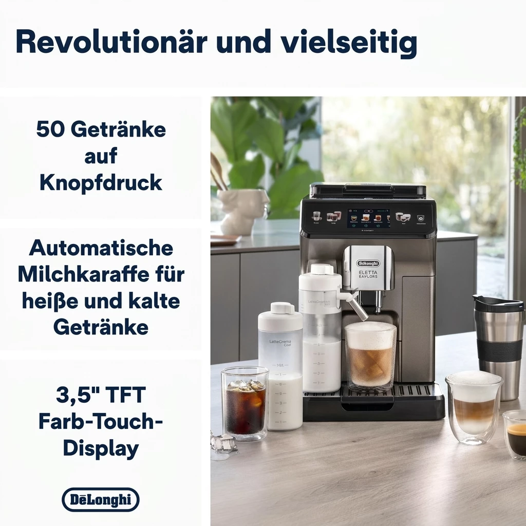 De'Longhi Kaffeevollautomat Eletta Explore Cold Brew ECAM450.86.T - 100 Rezepte , heiß & kalt