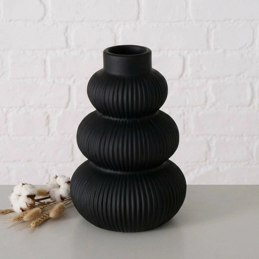 BOLTZE GRUPPE GmbH Dekovase Schwarze Vase aus Keramik MAURICE, 21 cm (einzeln)