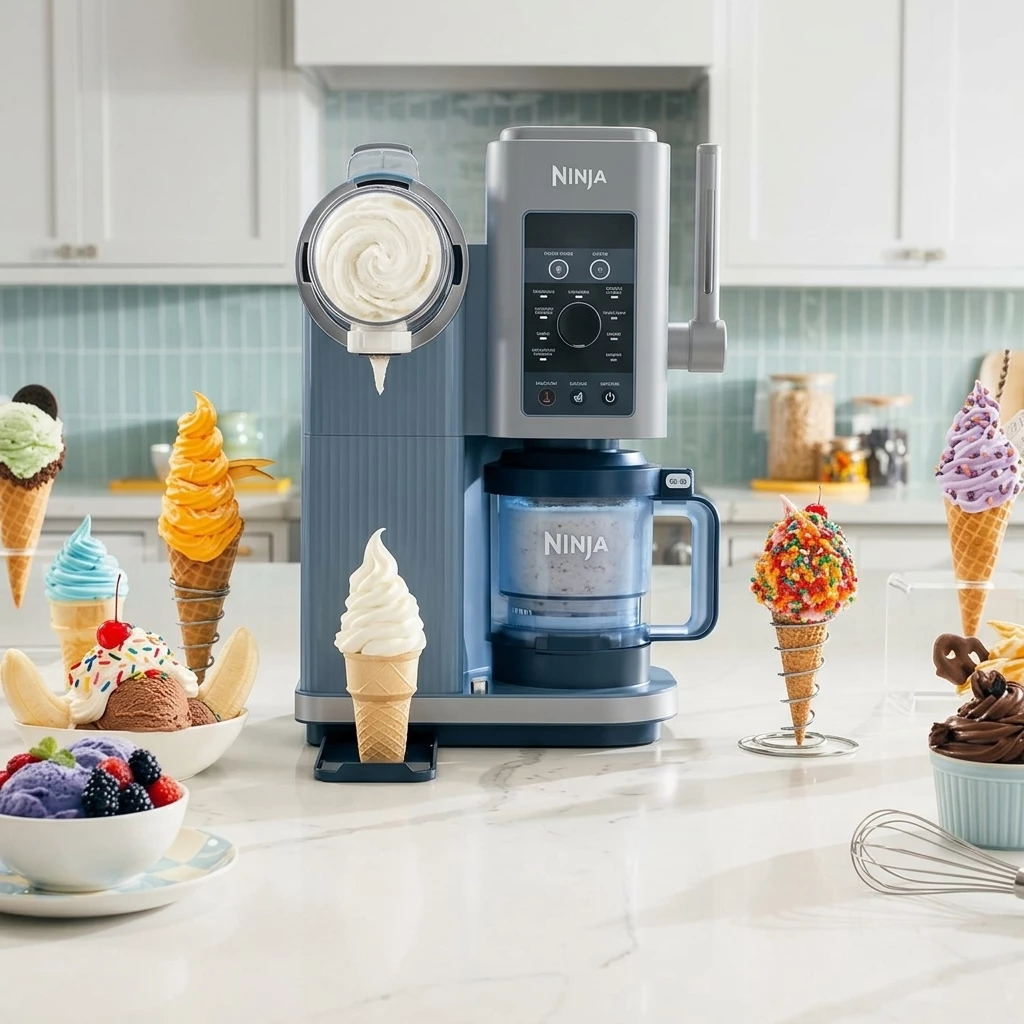 NINJA Eismaschine Ninja CREAMi Scoop & Swirl 13-in-1 Softeis- und Eismaschine NC701EU, 0,48 l