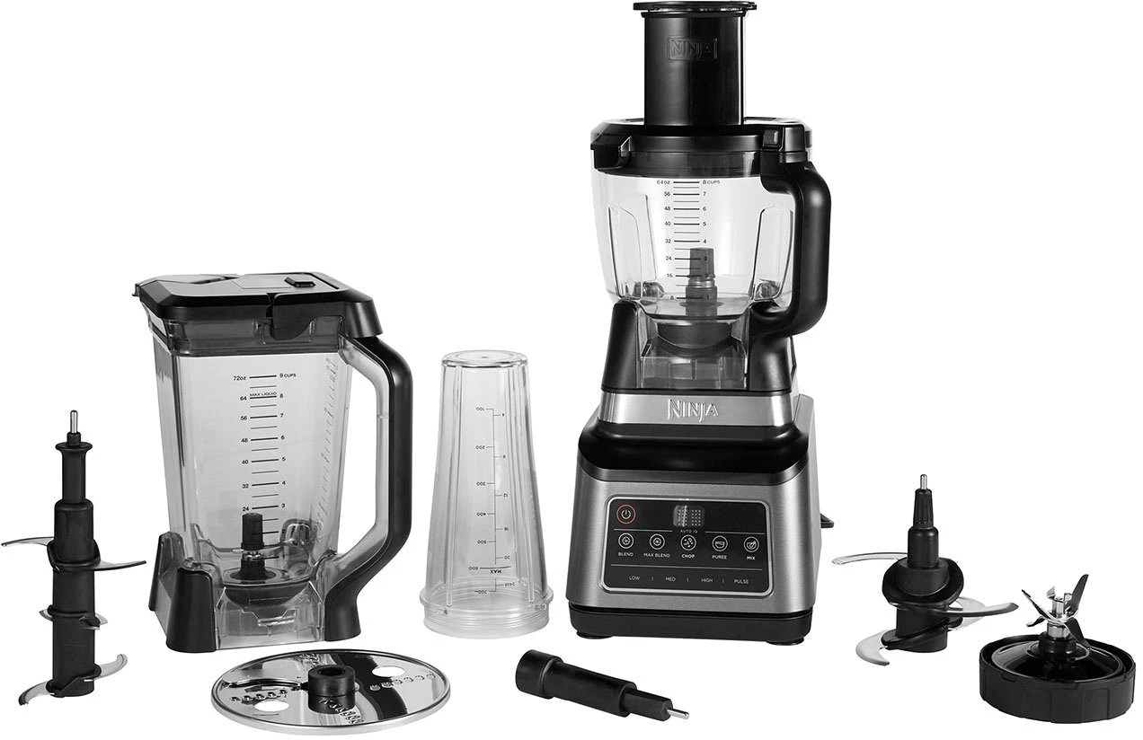 NINJA Kompakt-Küchenmaschine 3-in-1 mit Auto-iQ BN800EU, 1200 W, 2,1 l Schüssel, 1,8 l Schüssel