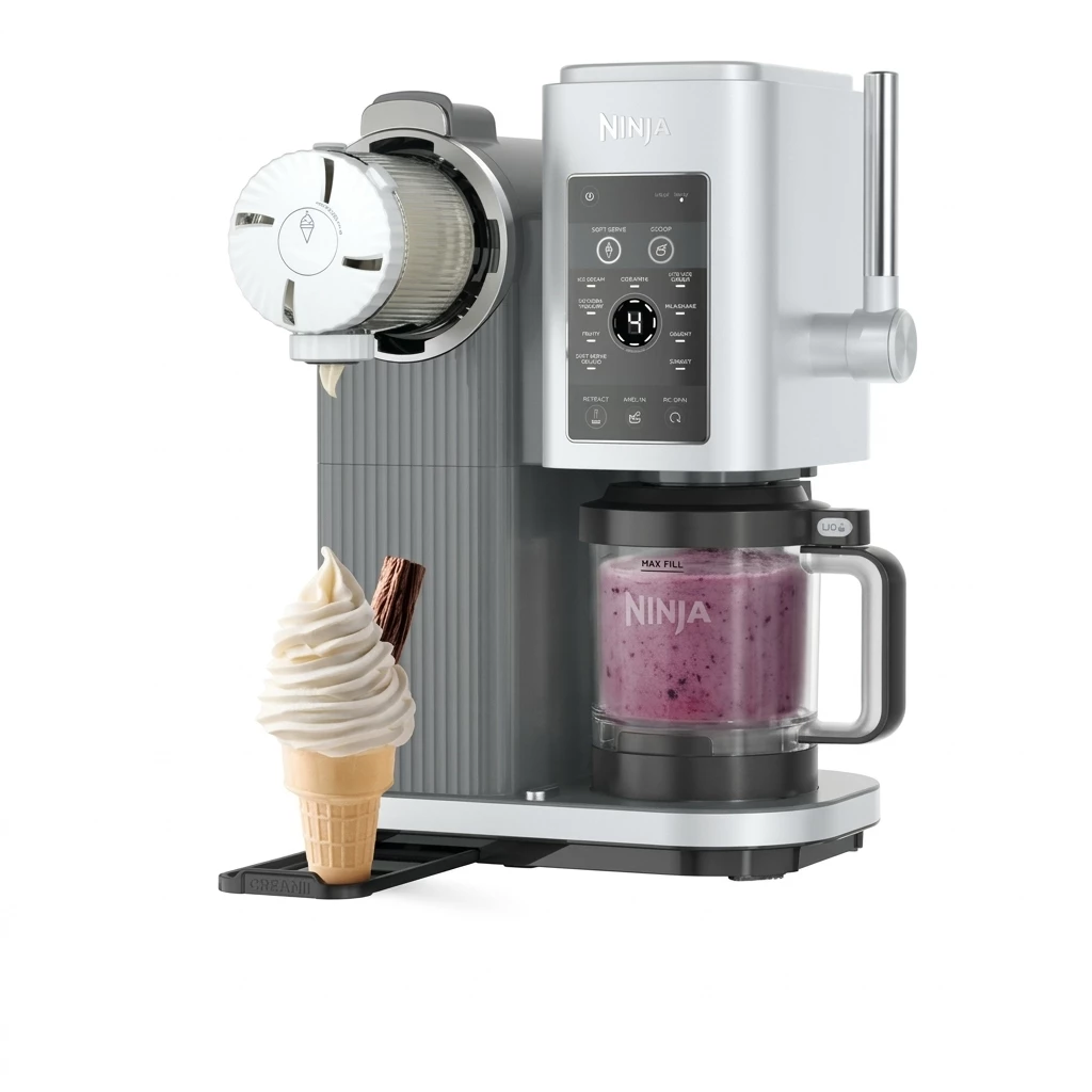 NINJA Eismaschine Ninja CREAMi Scoop & Swirl 13-in-1 Softeis- und Eismaschine NC701EU, 0,48 l