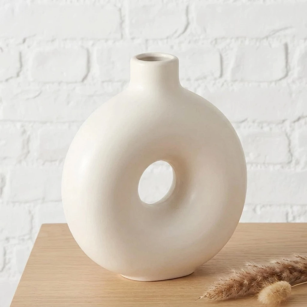 BOLTZE Tischvase Vase Lanyo weiß, Donut-look