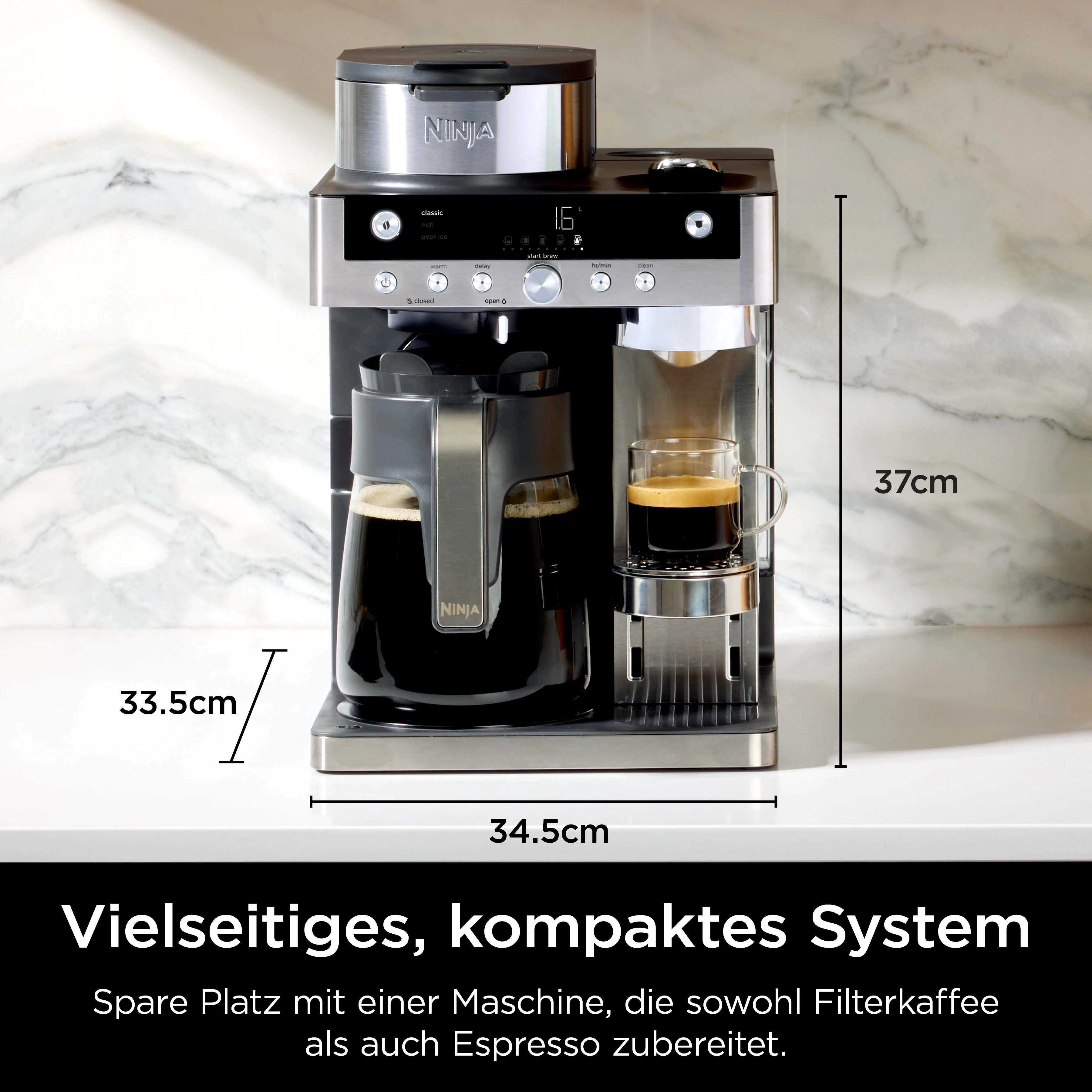 NINJA Filterkaffeemaschine und Espresso-Kapselmaschine Prestige DualBrew System CFN802EU, 1