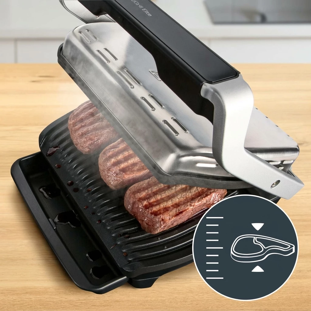 Tefal Kontaktgrill OptiGrill Elite XL, spülmaschinengeeignete Platten, 2200 W