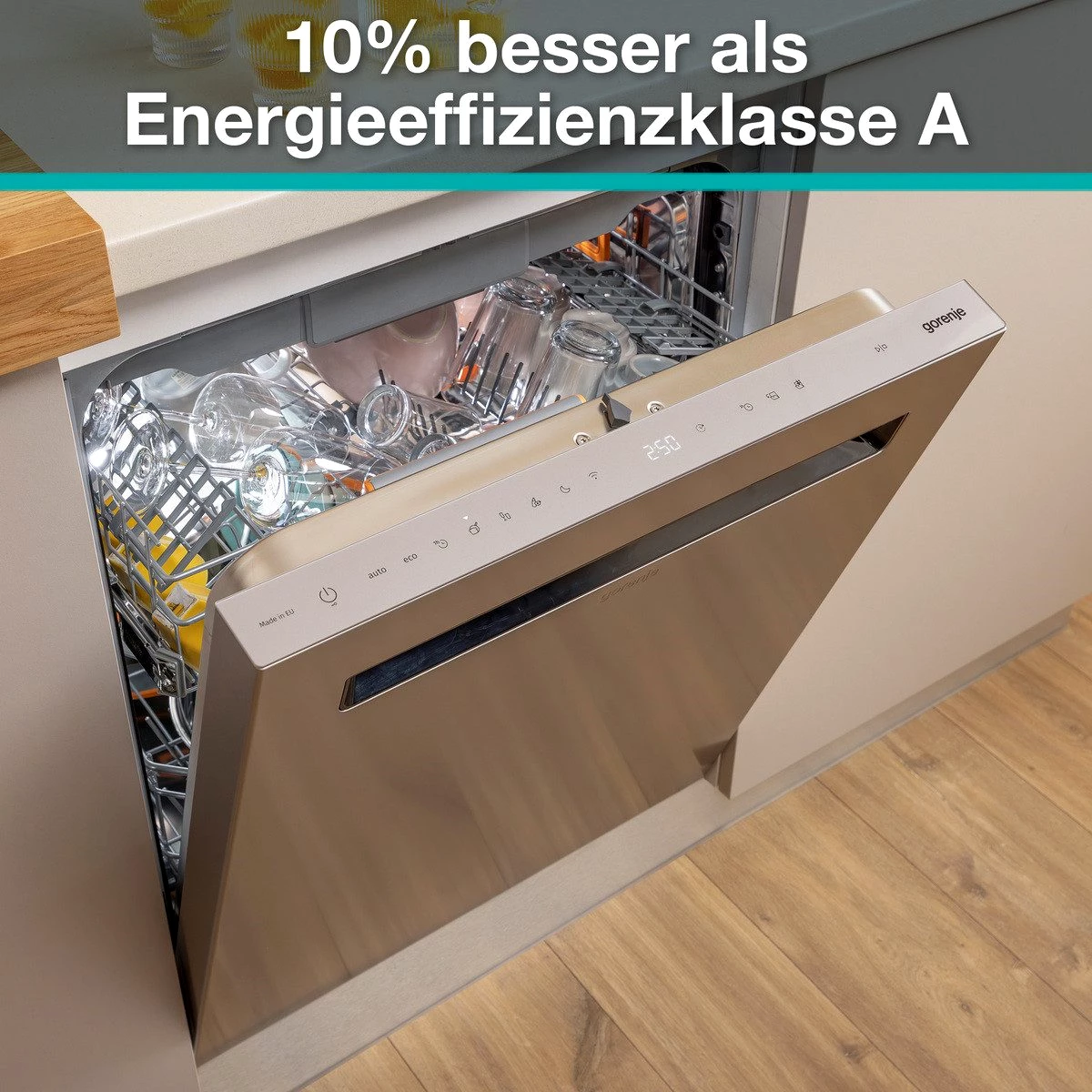 GORENJE Unterbaugeschirrspüler GU673A65X, 9,5 l, 16 Maßgedecke, TotalDry - auto. Türöffnung