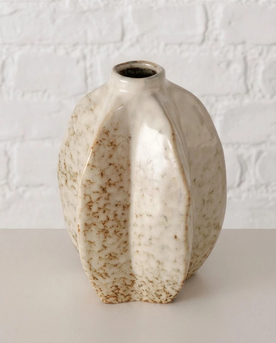 BOLTZE GRUPPE GmbH Dekovase ARQUETTE, Ø 12 x H 17 cm, Creme, Braun