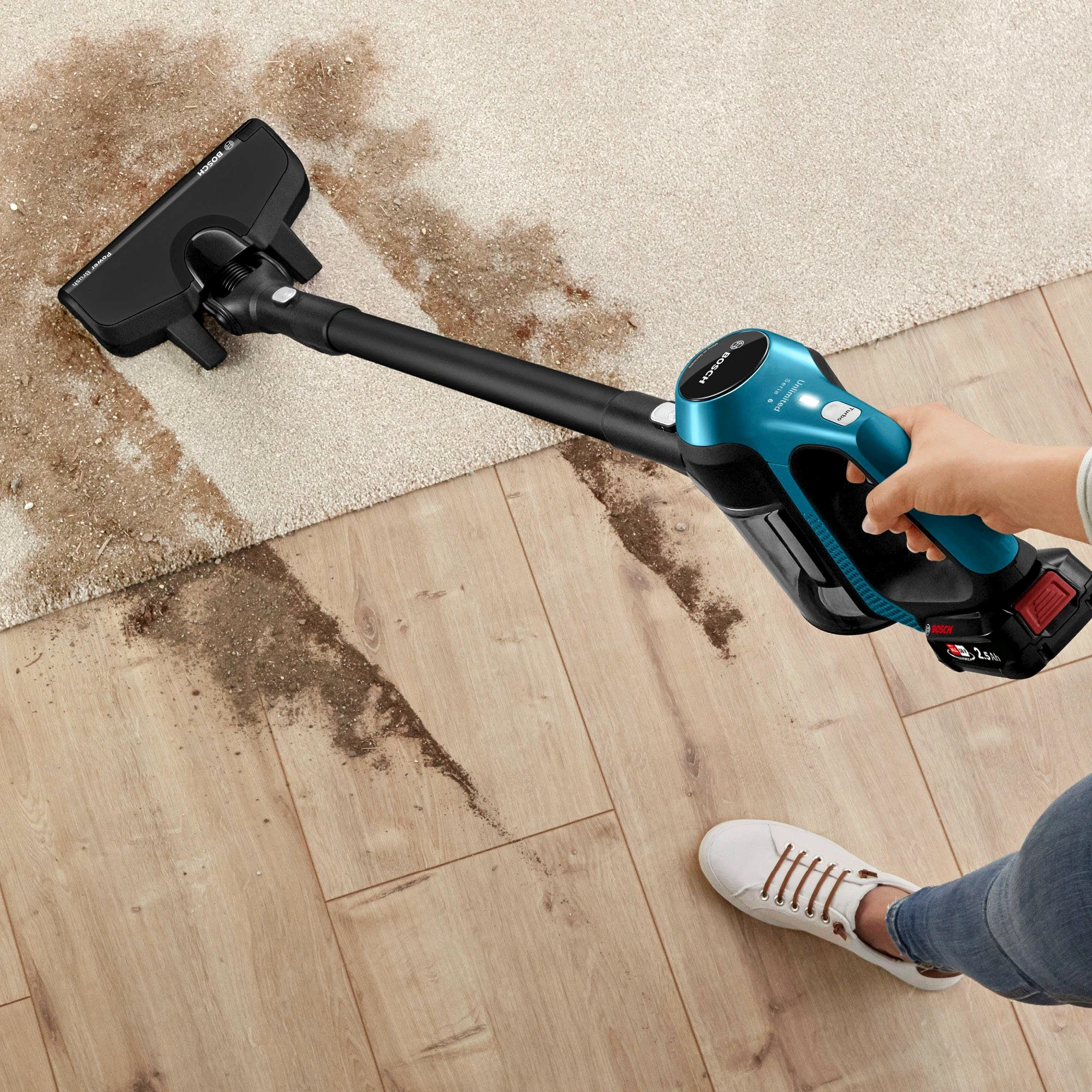 BOSCH Akku-Stielstaubsauger Unlimited 6 BKS6111P, Hygiene-Filter, 10 Jahre Motorgarantie, leicht