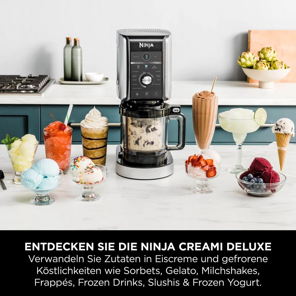 NINJA Eismaschine NC502EU Creami Deluxe, 10-in-1 Eis-und Eisgetränkmaschine, 0,71 l, 800 W