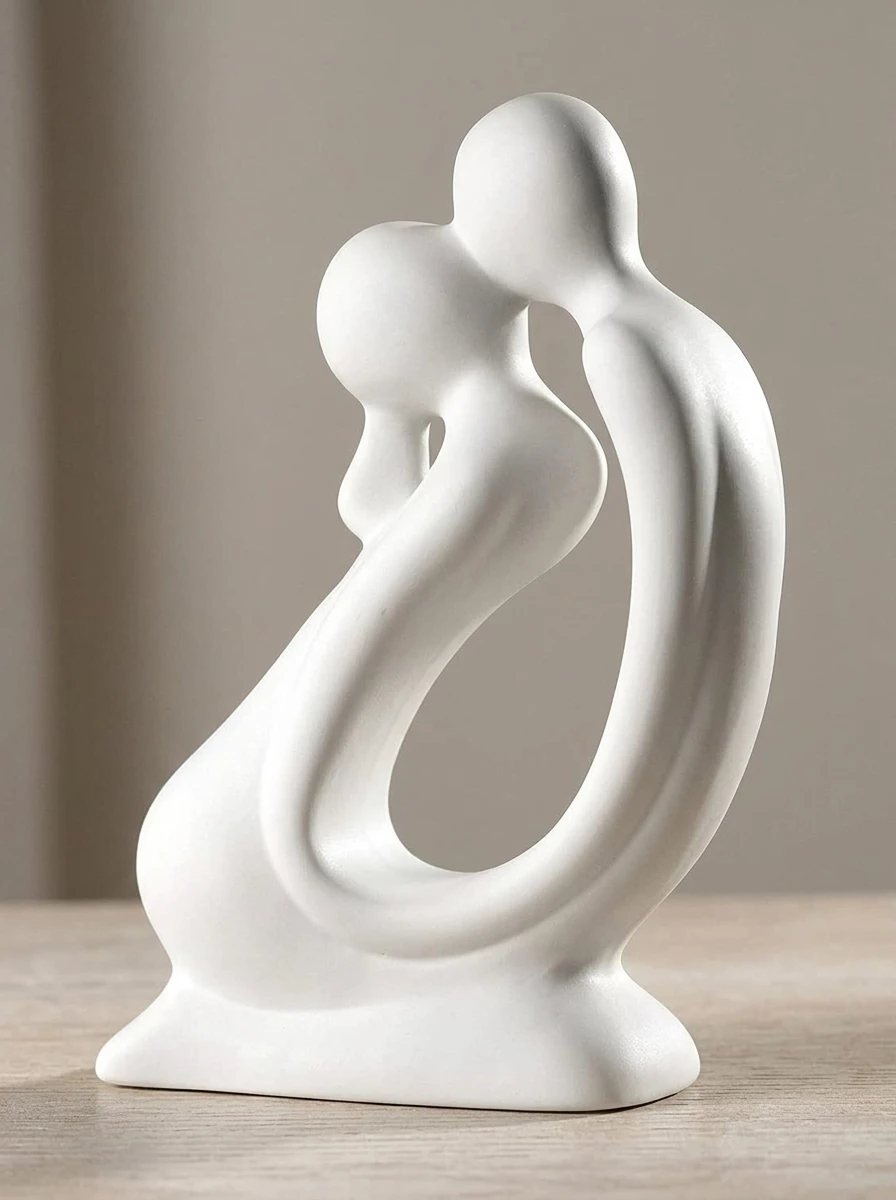 GILDE Dekofigur Skulptur Kuss, weiß , Dekoobjekt, Höhe 42 cm, handgefertigt, aus Keramik