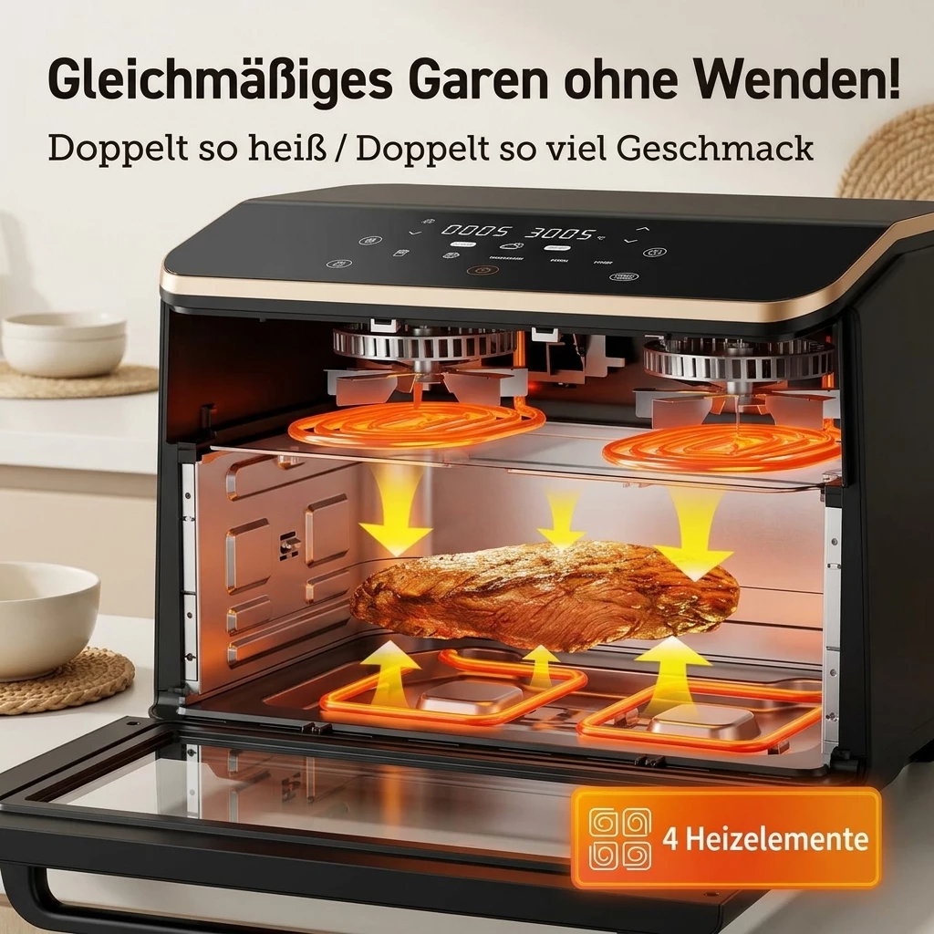 Cosori Heißluftfritteuse DualBlaze TwinFry, 10L Airfryer, 2 Kammern mit herausnehmbarem Trenner