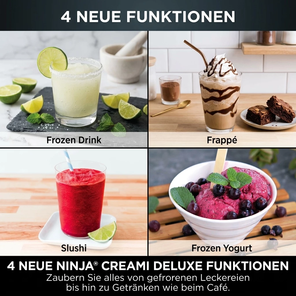 NINJA Eismaschine NC502EU Creami Deluxe, 10-in-1 Eis-und Eisgetränkmaschine, 0,71 l, 800 W
