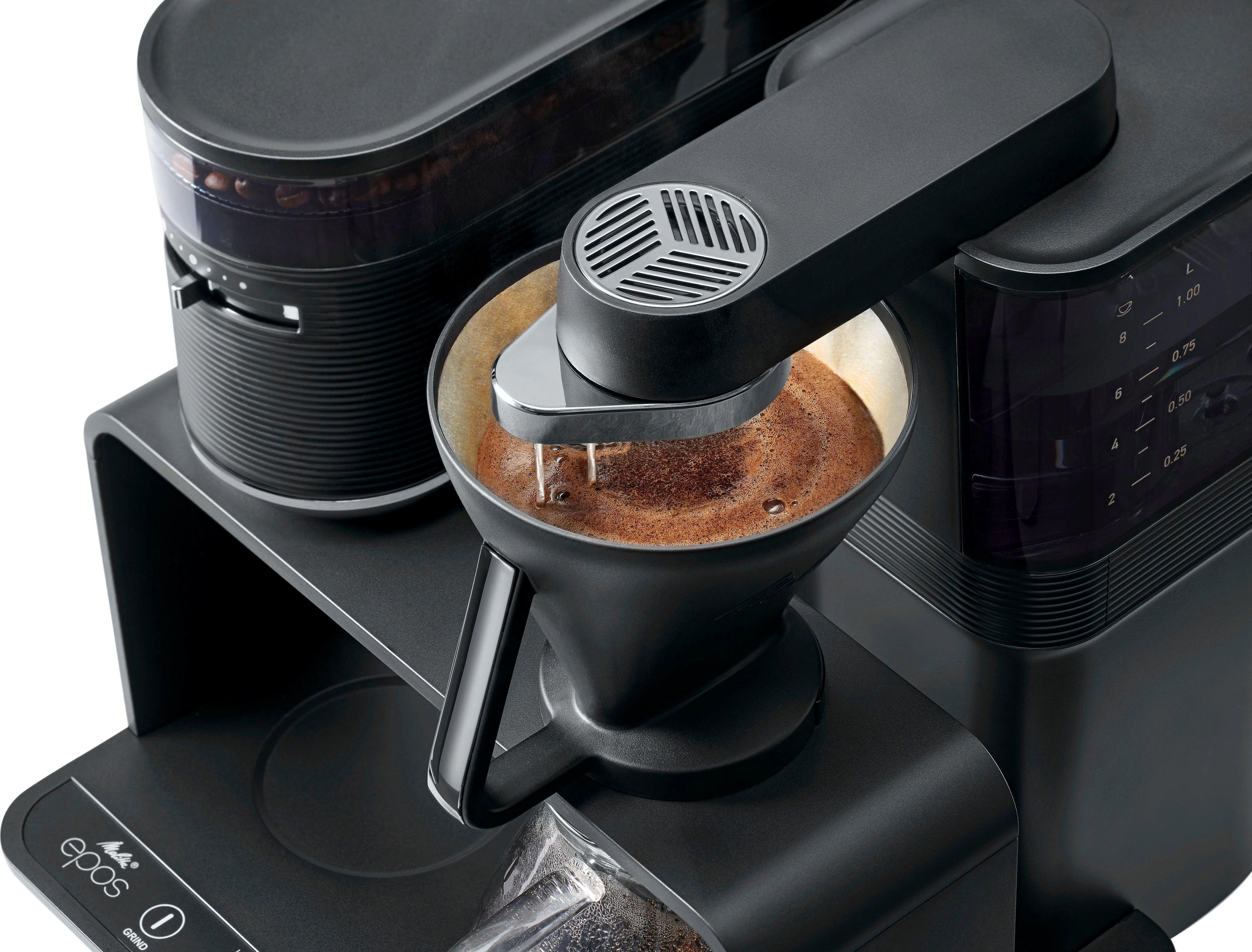 Melitta Kaffeemaschine mit Mahlwerk EPOS® 1024-03, 1l Kaffeekanne, Papierfilter 1x4