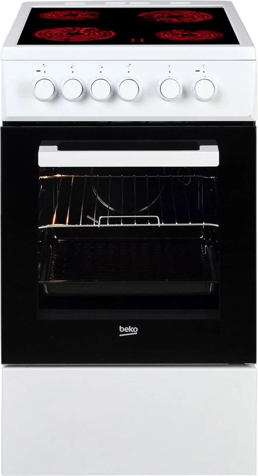 BEKO Elektro-Standherd FSS57000GW, Simple Steam Reinigungsfunktion, mit Kleinflächengrill