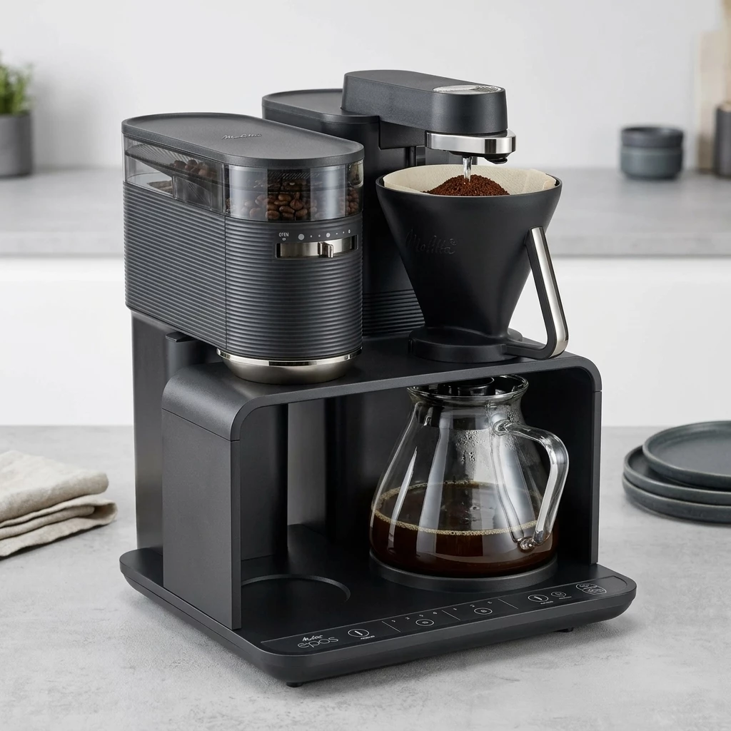 Melitta Kaffeemaschine mit Mahlwerk EPOS® 1024-03, 1l Kaffeekanne, Papierfilter 1x4