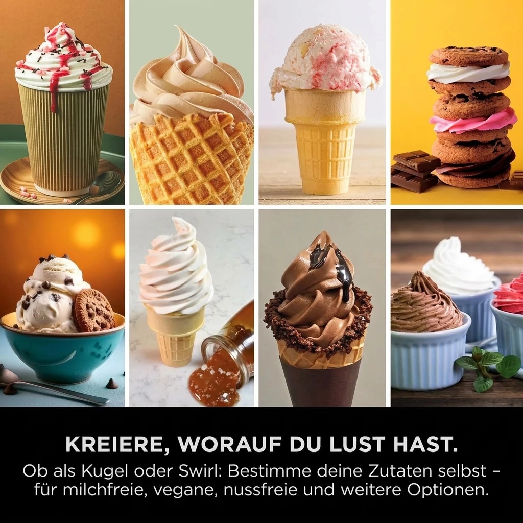 NINJA Eismaschine Ninja CREAMi Scoop & Swirl 13-in-1 Softeis- und Eismaschine NC701EU, 0,48 l
